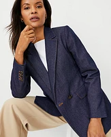 Ann Taylor The Petite Long Double Breasted Blazer Pure Indigo Women's