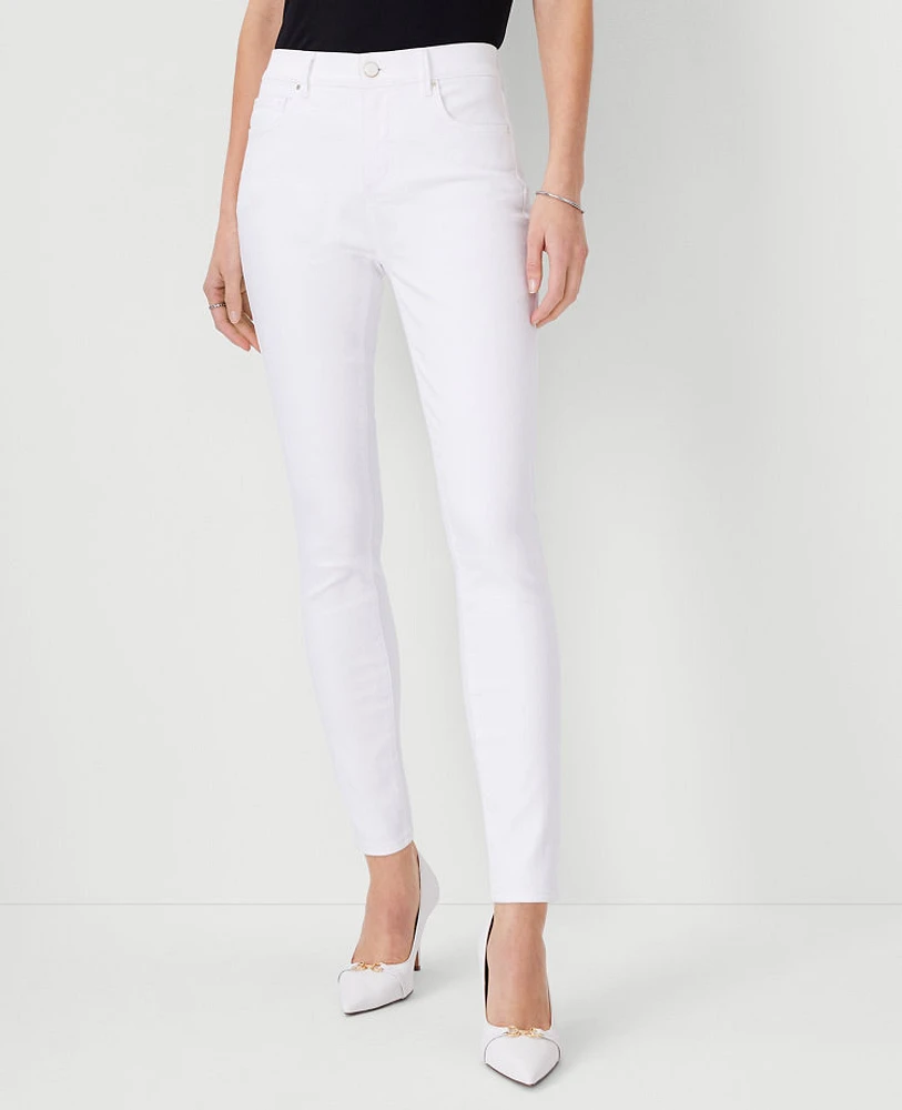 Ann Taylor Petite Mid Rise Skinny Jeans White