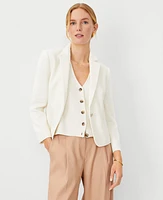 Ann Taylor The Newbury Blazer in Pique Size 14 White Women's