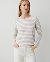 Ann Taylor Striped Drop Shoulder T-Shirt Size XL Pale Sand Heather Women's