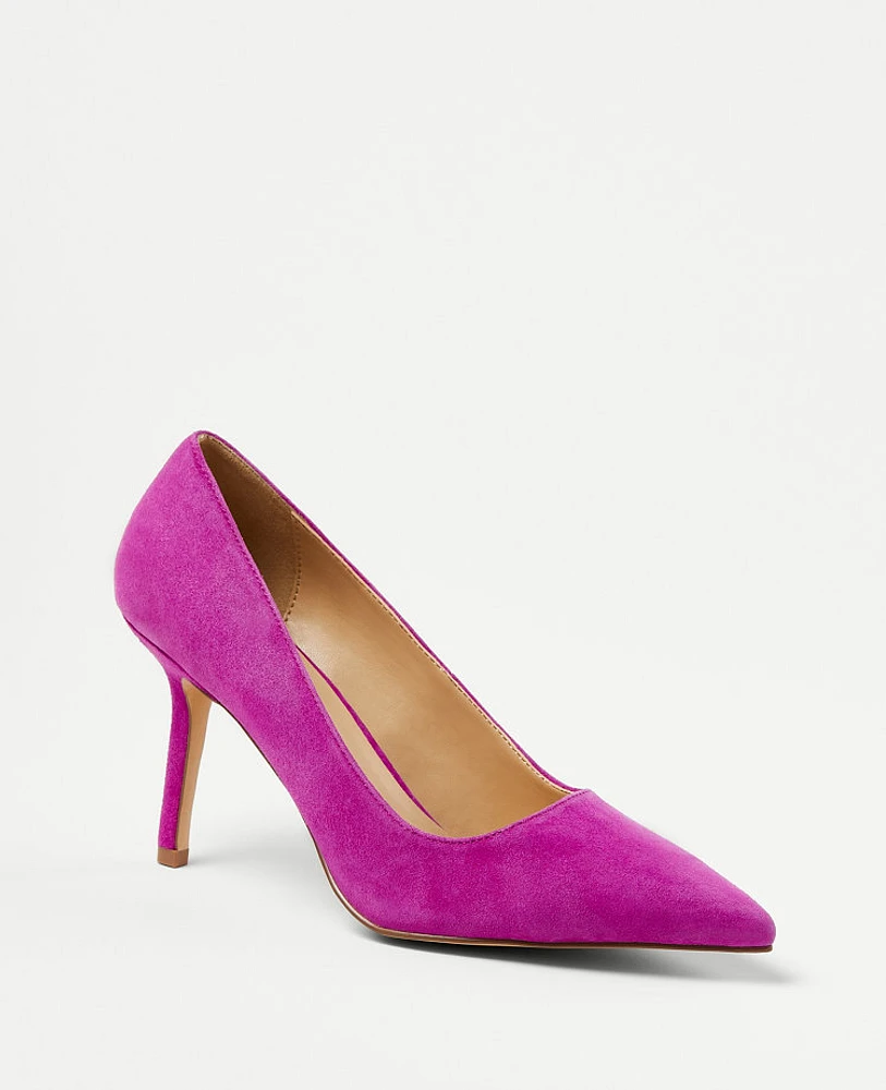 Ann Taylor Mae Suede Pumps Magenta Shadow Women's