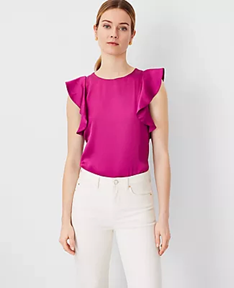 Ann Taylor Petite Ruffle Shoulder Top