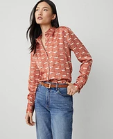 Ann Taylor Maze Essential Shirt Toasted Tangerine Women's