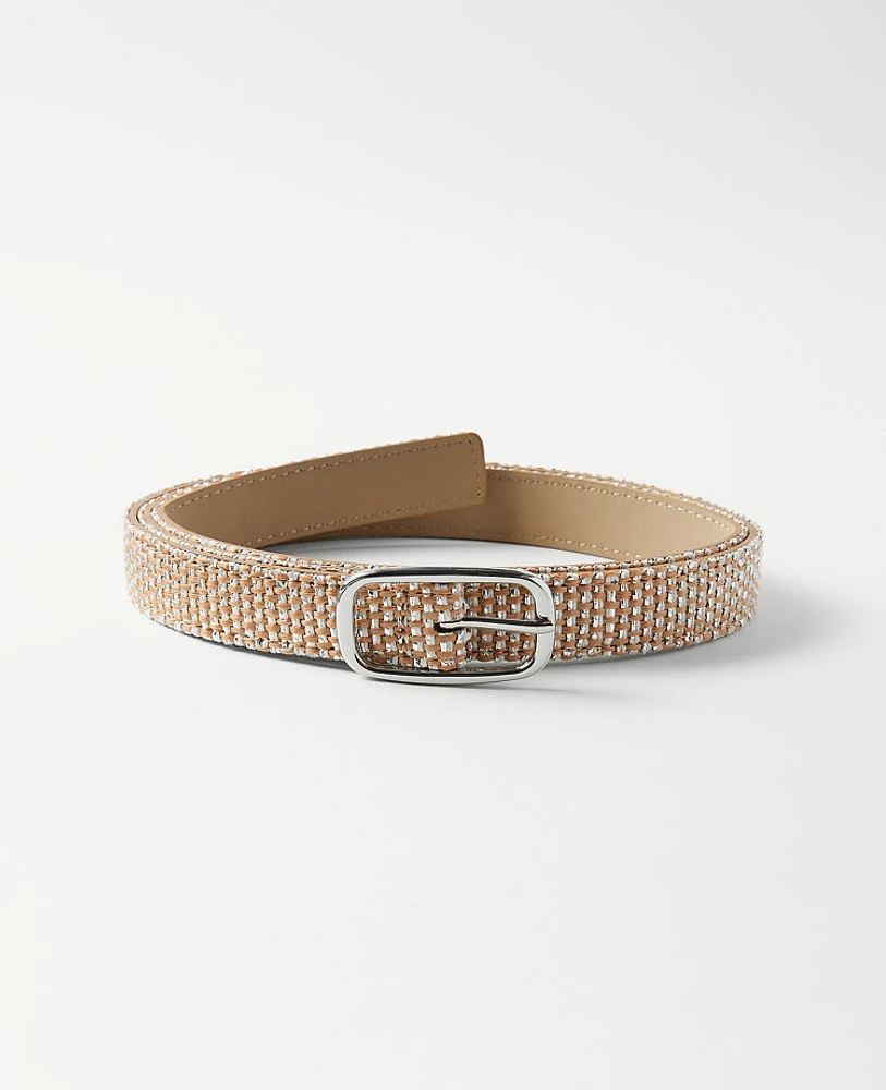 Ann Taylor Metallic Straw Belt Natural Women's