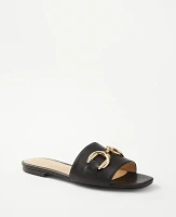 Ann Taylor Chain Leather Sandals Black Women's