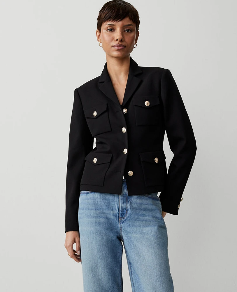 Ann Taylor Military Twill Jacket Black Women's