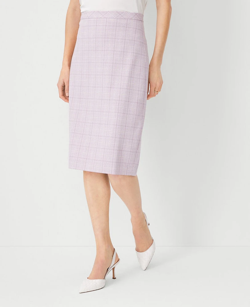 Ann Taylor The Clean Pencil Skirt Plaid Cool Lotus-Baguette Women's