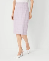 Ann Taylor The Clean Pencil Skirt Plaid Cool Lotus-Baguette Women's