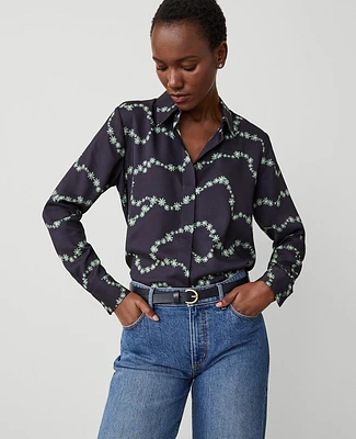 Ann Taylor Floral Essential Shirt Night Sky Women's