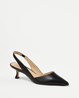 Ann Taylor Leather Slingback Kitten Heel Pumps Women's