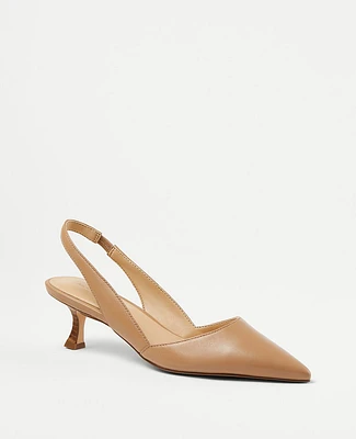 Ann Taylor Leather Slingback Kitten Heel Pumps Women's