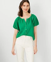 Ann Taylor Bubble Sleeve Button Top Women's