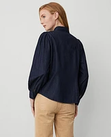 Ann Taylor Fitted Button Shirt Dark Chambray Women's