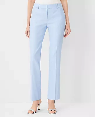 Ann Taylor The Petite Mid Rise Straight Pant Linen Twill