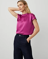 Ann Taylor Trapunto Shoulder Button Top Women's