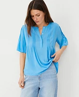 Ann Taylor Mixed Media Pintucked Blouse Women's