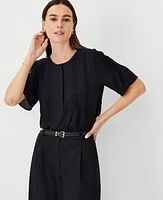 Ann Taylor Mixed Media Pintucked Blouse Women's