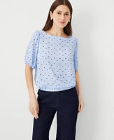 Ann Taylor Clover Boatneck Cropped Top Ojai Sky Women's