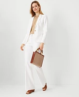 Ann Taylor The Petite High Rise Trouser Pant Linen Blend White Women's