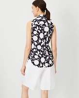 Ann Taylor Floral Sleeveless Essential Shirt Night Sky Women's