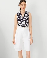 Ann Taylor Floral Sleeveless Essential Shirt Night Sky Women's