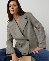 Ann Taylor Houndstooth Short Swing Trench Jacket Size XL Neutral Multi Women's