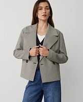 Ann Taylor Houndstooth Short Swing Trench Jacket Neutral Multi Women's