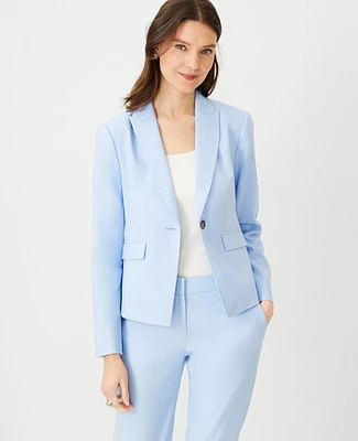 Ann Taylor The Petite Shorter One Button Peak Lapel Blazer Linen Twill Ojai Sky Women's