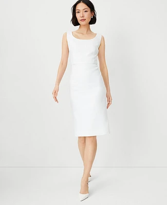 Ann Taylor The Petite Scoop Neck Sheath Dress Herringbone Linen Blend