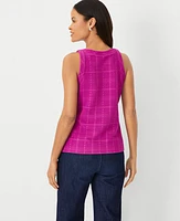 Ann Taylor Textured Trim Tank Top Magenta Shadow Women's