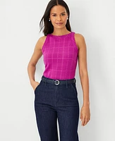 Ann Taylor Textured Trim Tank Top Magenta Shadow Women's