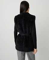 Ann Taylor Faux Fur Belted Vest Black Women's