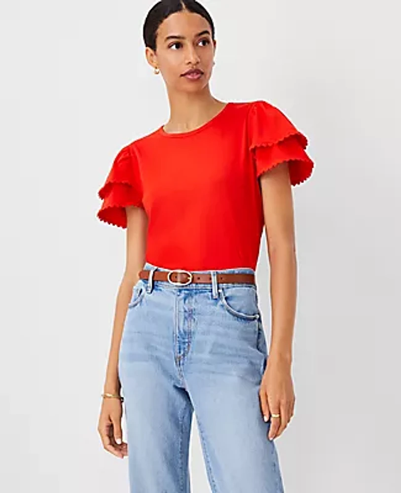 Ann Taylor Ric Rac Trim Pima Cotton Tee