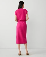 Ann Taylor Ribbed Blouson Sweater Dress Hot Pink Poppy Women's