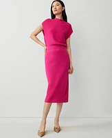 Ann Taylor Ribbed Blouson Sweater Dress Hot Pink Poppy Women's