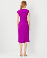 Ann Taylor Square Neck Cap Sleeve Sheath Midi Dress Vibrant Magenta Women's