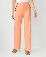 Ann Taylor The Petite Straight Sailor Pant in Linen Blend Size 12 Vivid Apricot Women's