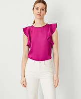 Ann Taylor Ruffle Shoulder Top Women's