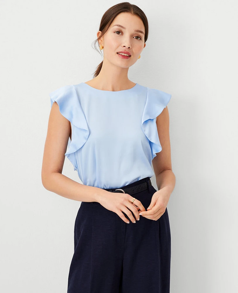 Ann Taylor Ruffle Shoulder Top Women's