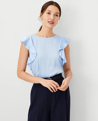 Ann Taylor Ruffle Shoulder Top Women's