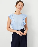 Ann Taylor Ruffle Shoulder Top Women's