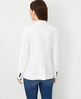 Ann Taylor The Petite Tailored Double Breasted Blazer Linen Blend White Women's