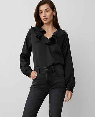 Ann Taylor Flounce V-Neck Blouse Women's