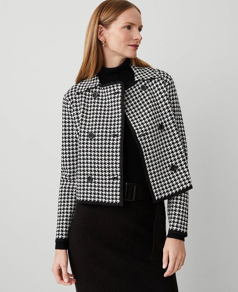 Ann Taylor Houndstooth Jacket Black Women's