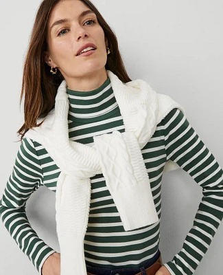 Ann Taylor Weekend Collection Striped Turtleneck Top Women's