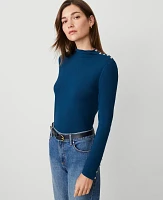 Ann Taylor Mock Neck Button Top Women's