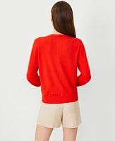 Ann Taylor Covered Button Cardigan Fiery Red Women's