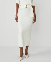 Ann Taylor Ribbed Skirt With Belt Winter White Women's