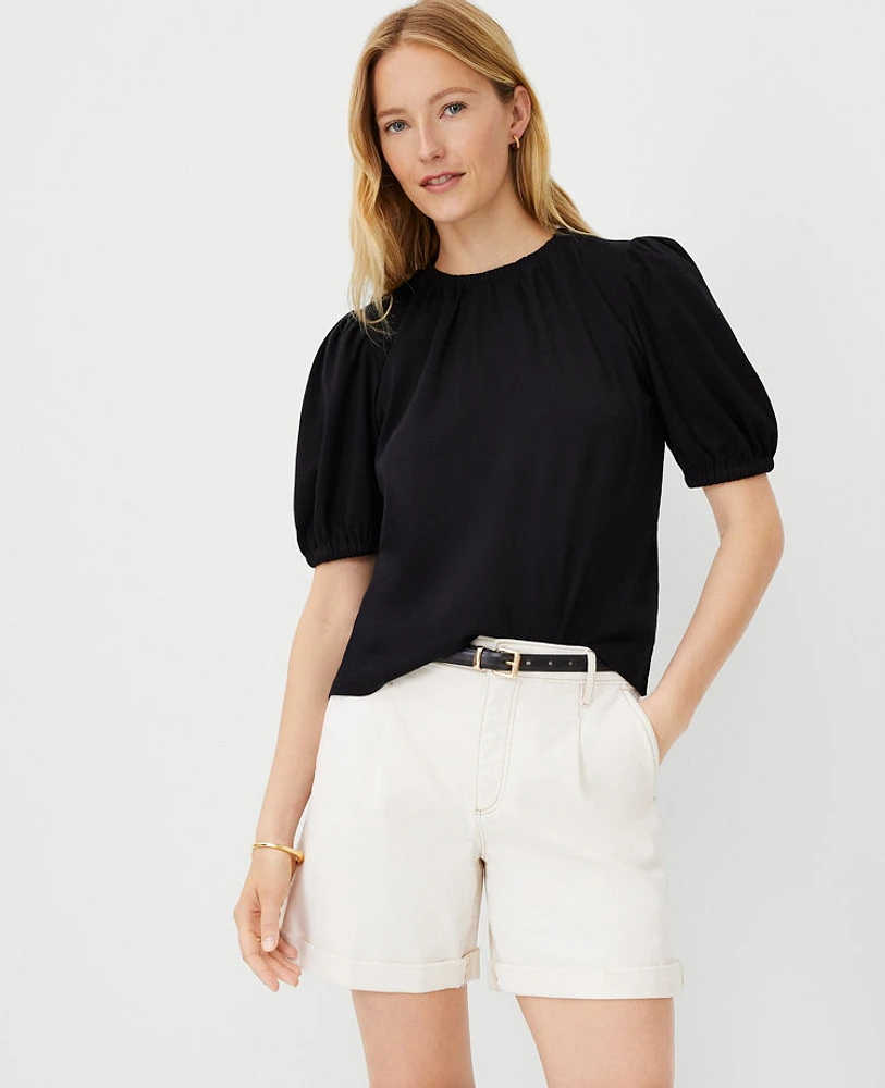 Ann Taylor AT Weekend Shirred Neck Top Women's