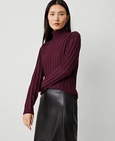 Ann Taylor Mock Neck Ribbed Sweater Women's